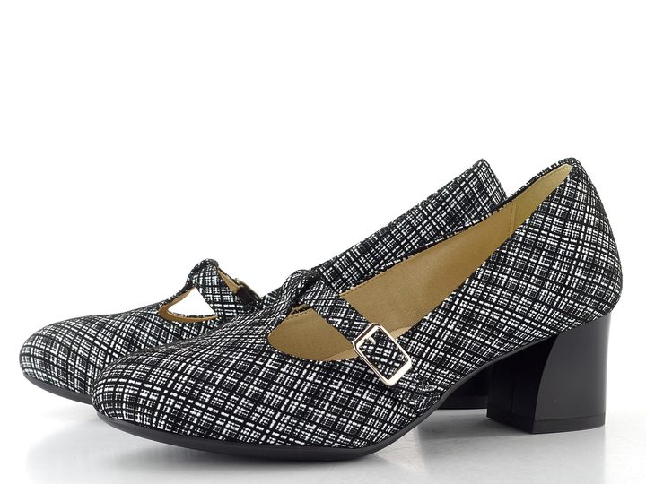 Barton lodičky s nártovým páskem černo-bílý vzor 2642