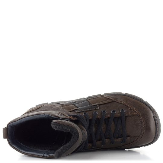 Kacper pánska vyteplená členková obuv tmavo hnedá 3-1249