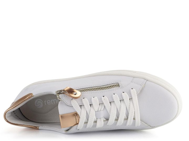 Remonte bílé sneakers tenisky s metalickými prvky a postranním zipem D0903-81