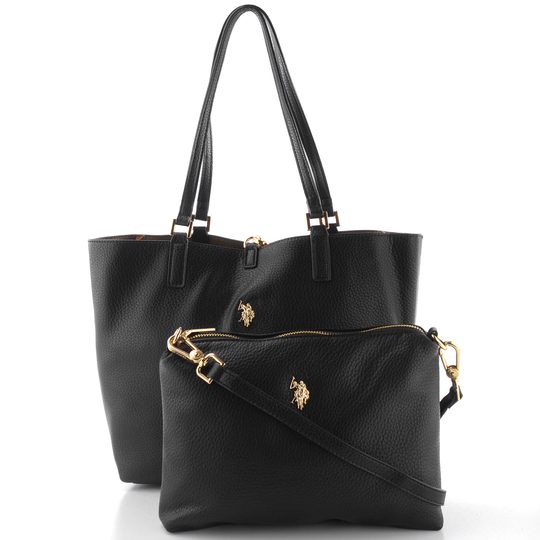 U.S. POLO ASSN. střední oboustranná shopper kabelka s etují černá BIURR9377WVPTC8