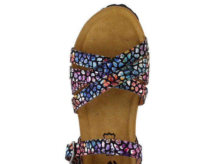 BIO Life kožené sandály na klínu černé/barevné 1715.23/439