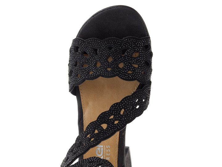 Rieker černé sandály na podpatku 64657-00