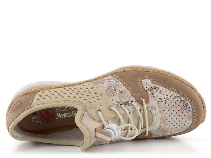 Rieker béžové perforované nazúvacie poltopánky N4255-60