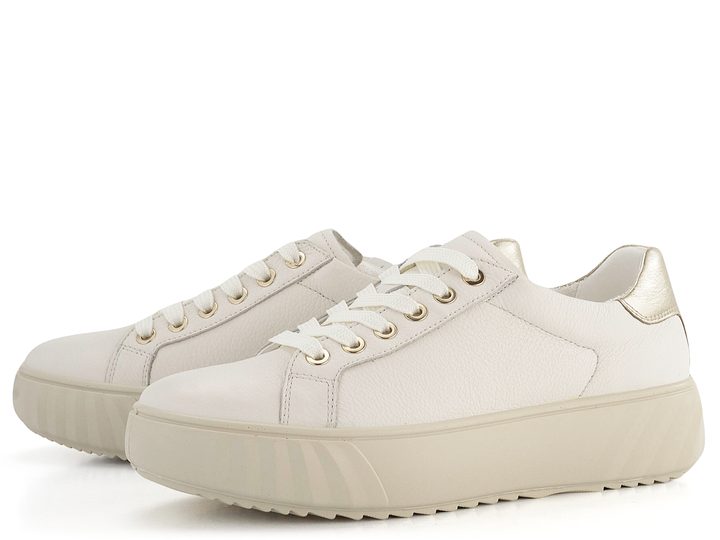 Ara širšie poltopánky na platforme Monaco Cream/Platin 12-46523-17