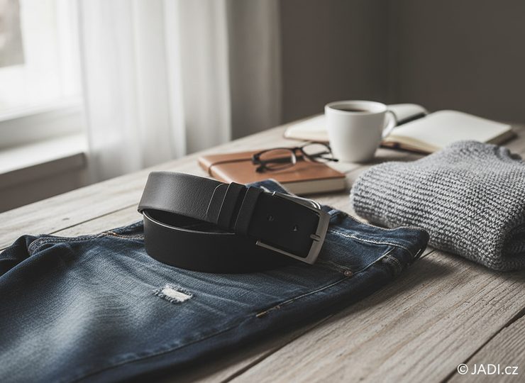 Černý kožený opasek 38 mm