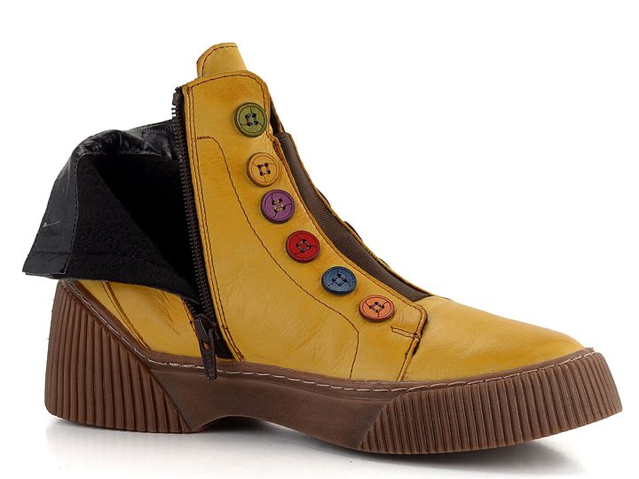 Karyoka dámský kotník s barevnými knoflíky žlutý 3100-493