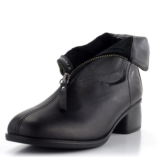 Remonte elegantná členková obuv na nízkom podpätku čierna R8878-01