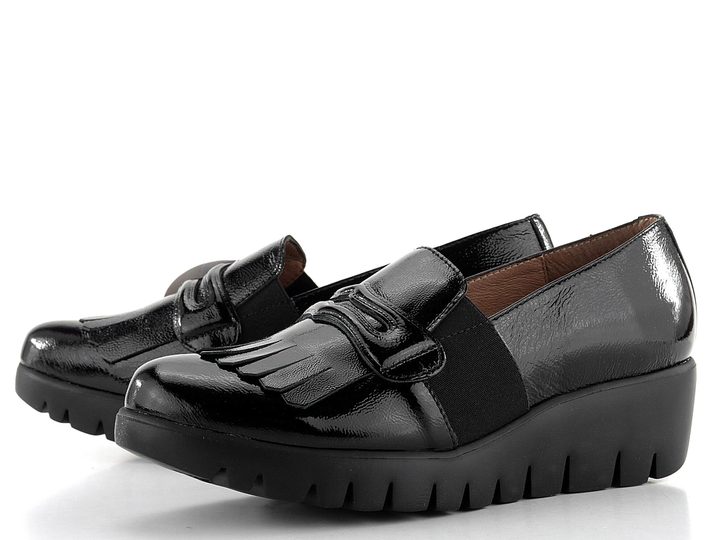 Wonders slip-on polobotky na klínku Negro C-33321
