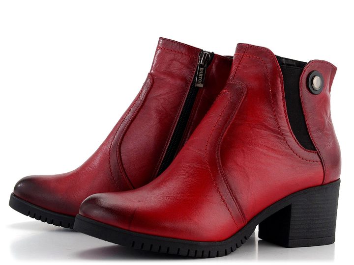 Barton vyteplený kotník na podpatku červený 23122