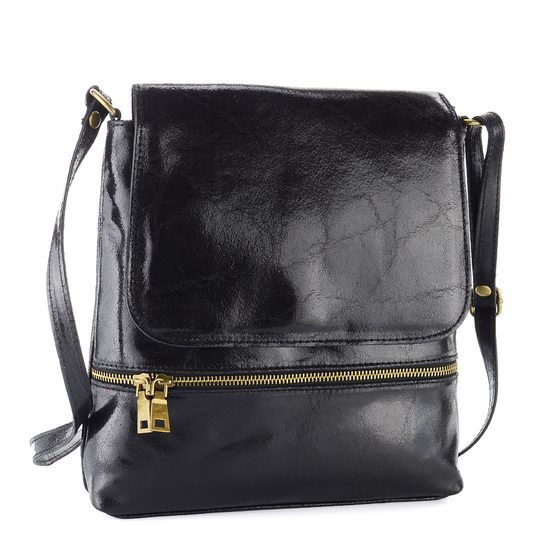 Kabelka kožená crossbody černá 6-464