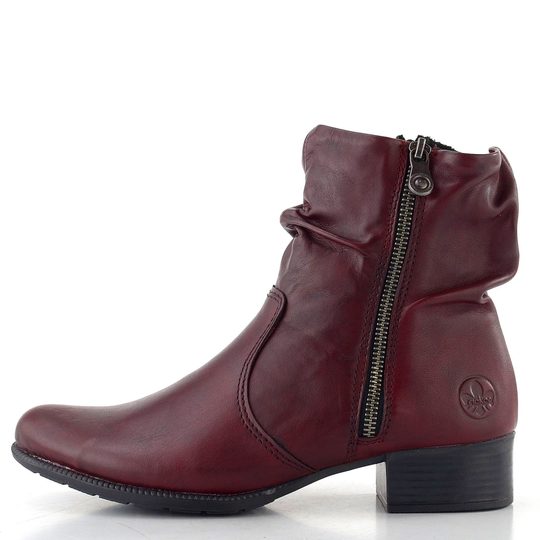 Rieker řasený zipový kotník vínový 78656-35