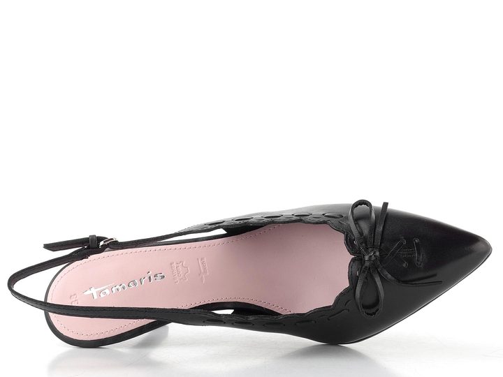 Tamaris kožené lodičky s volnou patou black 1-29602-46