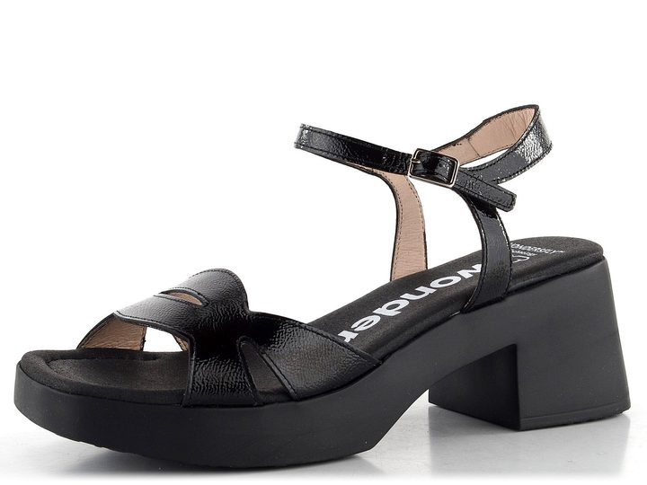 Wonders lakované sandály na podpatku Negro D-1021