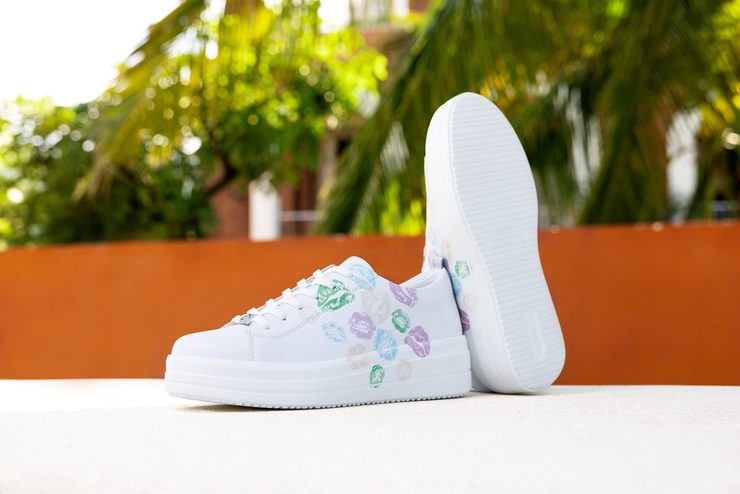 Remonte tenisky na platformě bílé/barevný potisk D1C03-80