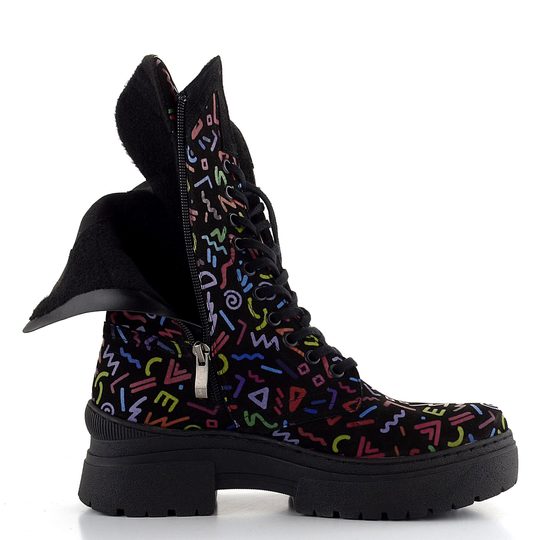 Barton vyšší kotník černý s barevným potiskem 24-2522