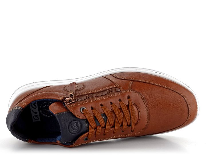 Ara širší pánské tenisky kožené Matteo cognac, blau 11-24505-14