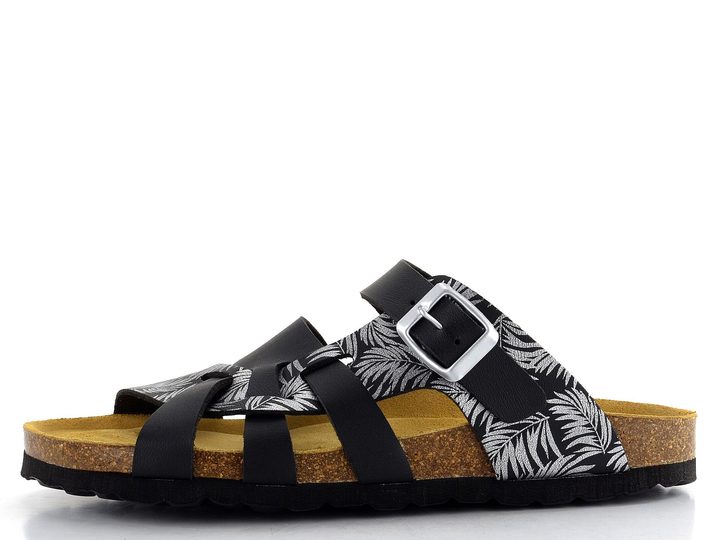 BIO Life fuzbetové pantofle černá/stříbrný potisk 0004.Valeria/683