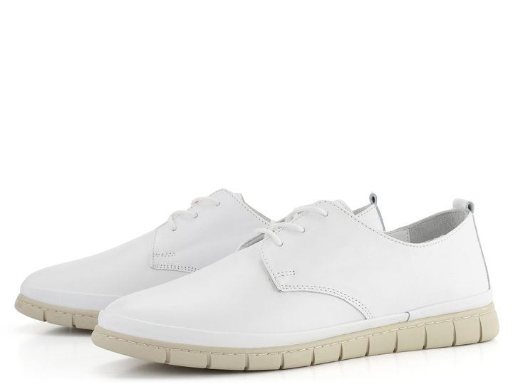 Looke hladké šněrovací polobotky Brucie White L0992_03
