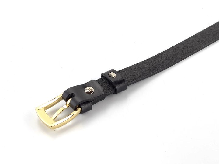 Dámský kožený opasek černý se sponou ve zlaté barvě 202Z-63