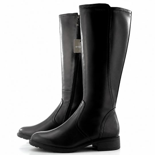 Tamaris hladké kožené kozačky black 1-25550-47