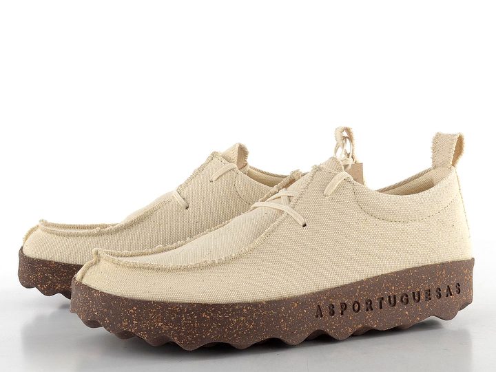 Asportuguesas plátěné polobotky na platformě washed ivory P018025023