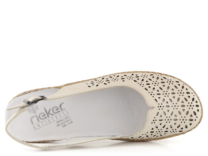 Rieker světlé prořezávané baleríny s volnou patou 44861-60