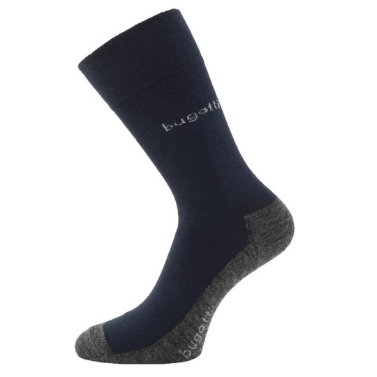 Bugatti hladké ponožky s vlnou tmavě modré/šedé 2pack 6906