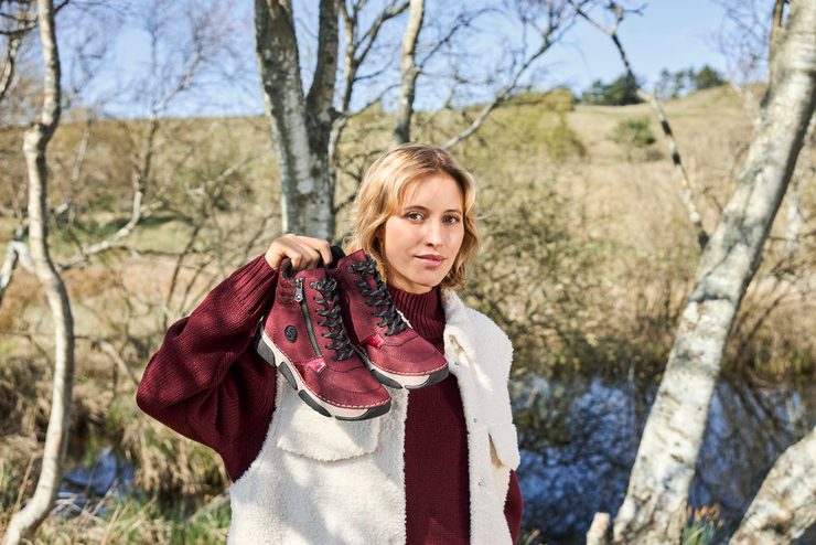 Rieker šněrovací kotník se zipem červený 45960-35