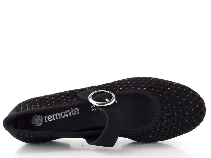 Remonte prořezávané baleríny s nártovým páskem černé D0K18-02