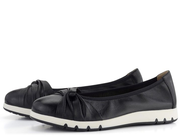 Caprice komfortní kožené baleríny Black 9-22163-42