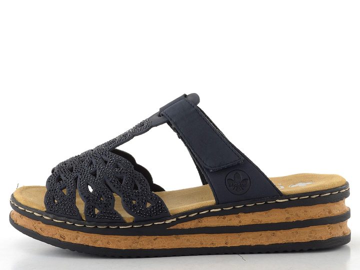 Rieker pantofle na klínku tmavě modré 62986-14