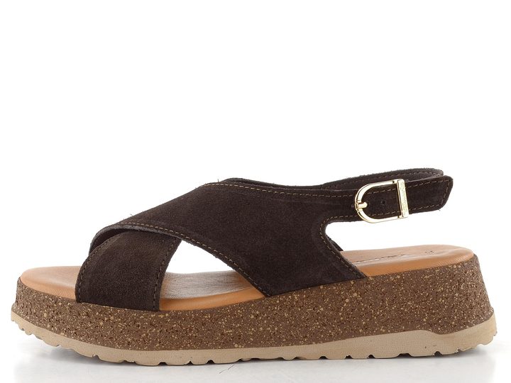 Tamaris kožené sandály na platformě mocca 1-28205-46