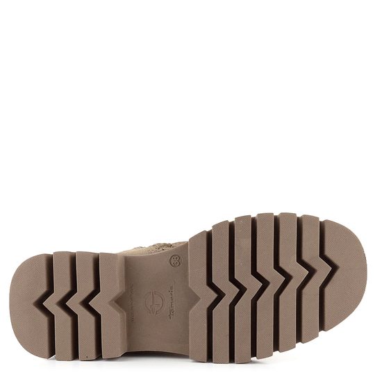 Tamaris šnurovacia členková obuv na vysokej hrubej podošve Taupe 1-25843-29