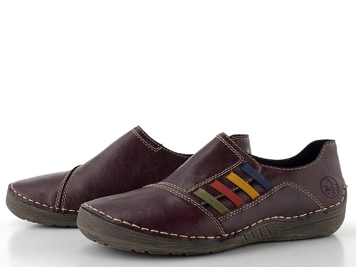 Rieker prozouvací polobotky s barevnými gumičkami vínové 52560-30