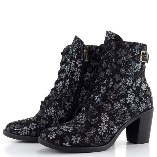 Barton elegantní kotník černý s potiskem 24-2534