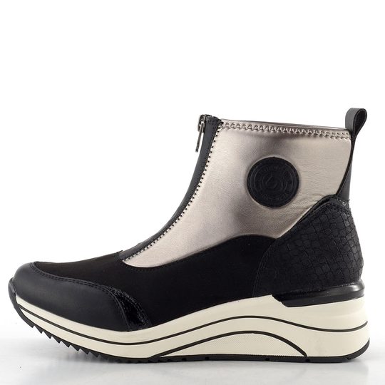 Remonte nazúvacia členková obuv čierna/strieborná D0T78-03