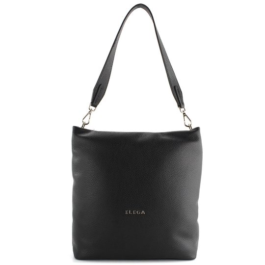 Elega kabelka cez rameno čierna/strieborné kovanie 69797