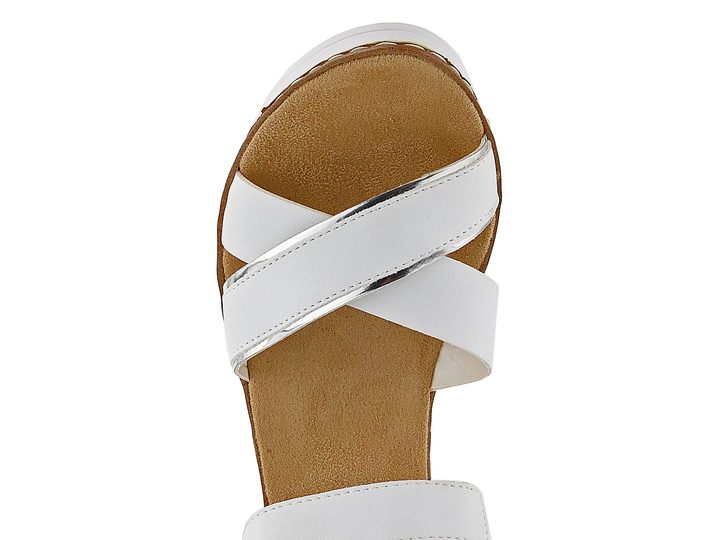 Rieker biele páskové sandále s klinom V38G9-80