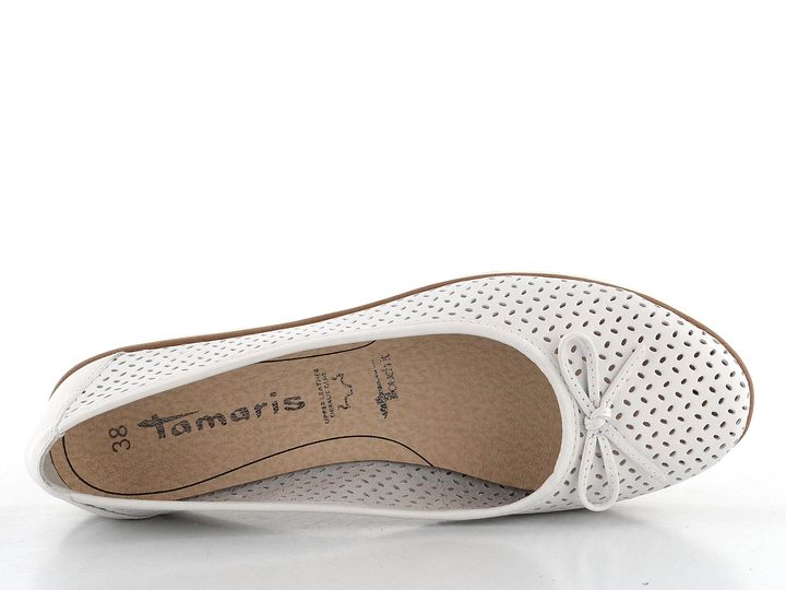 Tamaris baleríny s prerezávaným vzorom White Leather 1-22121-42