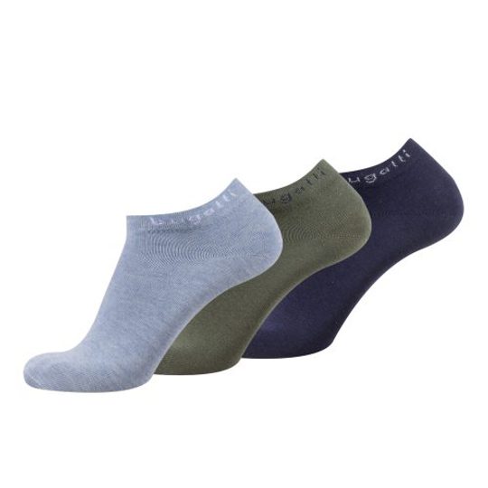 Bugatti nízké ponožky 3 páry modrá/zelená 6765A