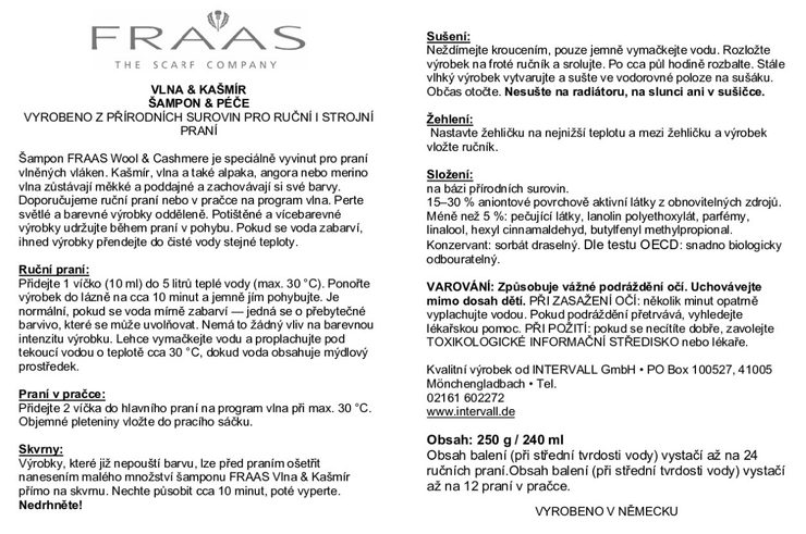 Fraas Wool & cashmere/prací prostředek pro vlnu a kašmír 240ml