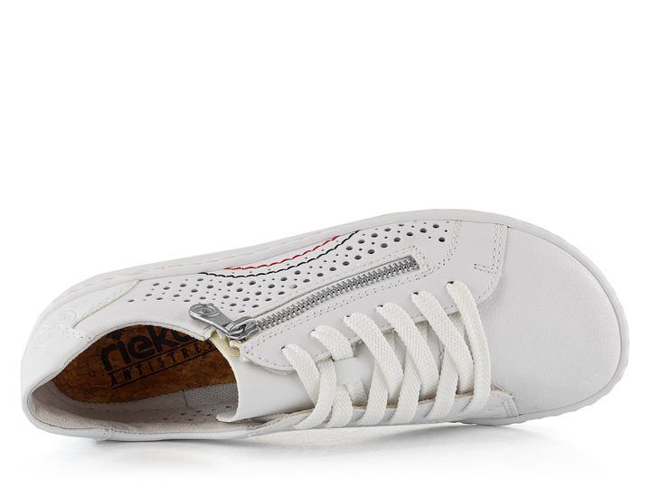 Rieker vzdušné šněrovací polobotky se zipem bílé 52824-80