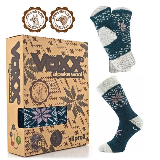 Darčekový box ponožiek a palčiakov Voxx s alpaka a merino vlnou zelená