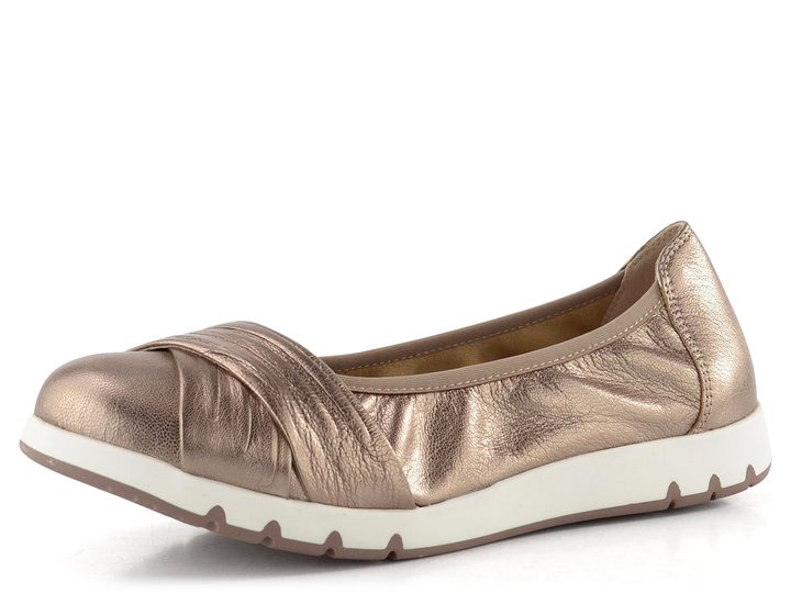 Caprice širší metalické baleríny taupe 9-22118-44