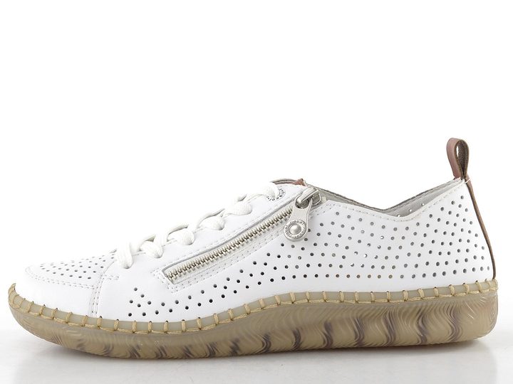 Rieker perforované šněrovací polobotky bílé N2405-80