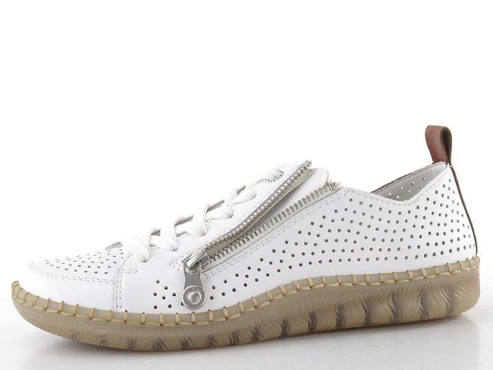 Rieker perforované šněrovací polobotky bílé N2405-80