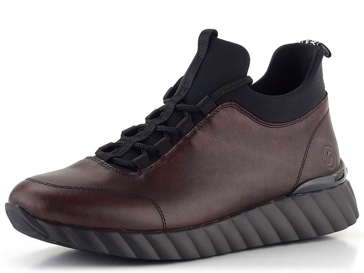 Remonte šnurovacia nízka členková obuv vínová Cerise/Schwarz D5977-35