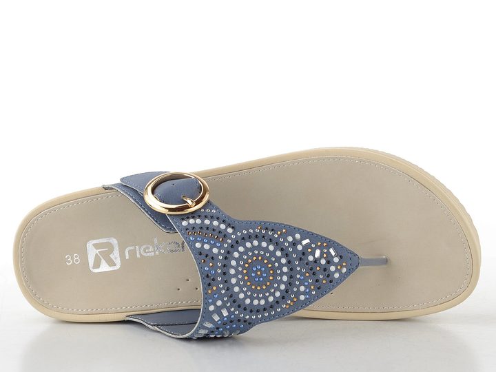 Rieker žabky s kamínky indigo V1465-14