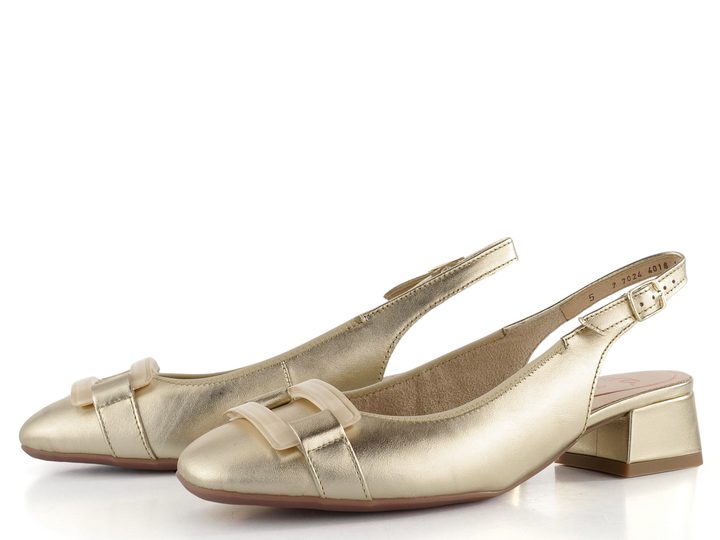 Ara širší lodičky s volnou patou metalické Graz Platin 12-20428-11