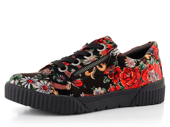 Jana sneakers poltopánky s kvetmi Black Multi 8-23700-25